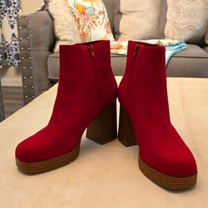 Sugar Retro Red Micro Ankle Booties, Size 9, New never worn. 🎄🎁🎀🛍